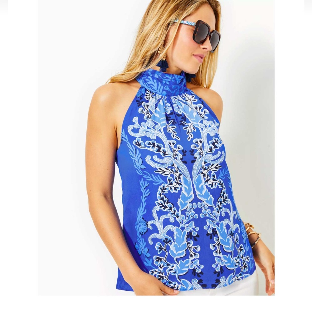 New with tags Lilly Pulitzer silk Donita Halter Top size 0